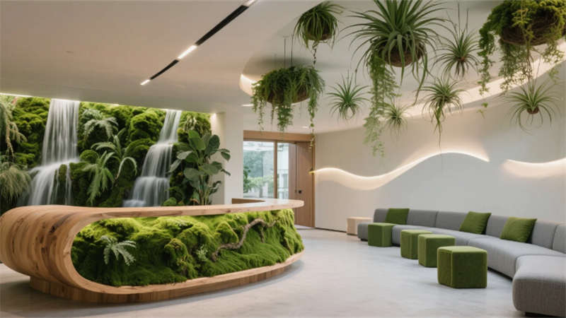 绿植呼吸幕墙与光影协作生态，合肥2000平办公室装修设计效果图